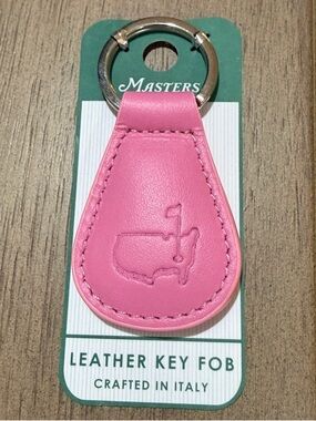 Masters Pink Leather Keychain with Embossed Golf Motif, Augusta, pink